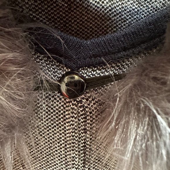 Korean Faux Fur Collared Poncho Style Sweater with Sleeves - Picture 5 of 5